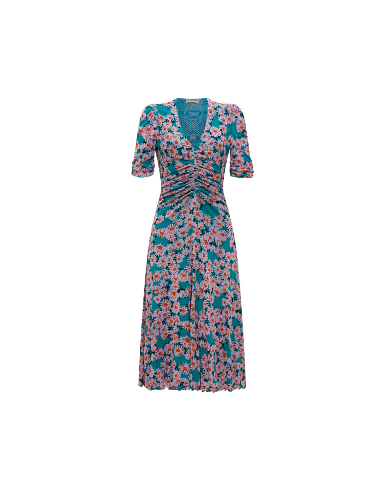 Front of a size XL DVF KOREN REVERSIBLE DRESS in PINK by Diane von Furstenberg. | dia_product_style_image_id:347133